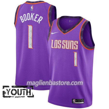 Maglia NBA Phoenix Suns Devin Booker 1 2018-19 Nike City Edition Viola Swingman - Bambino